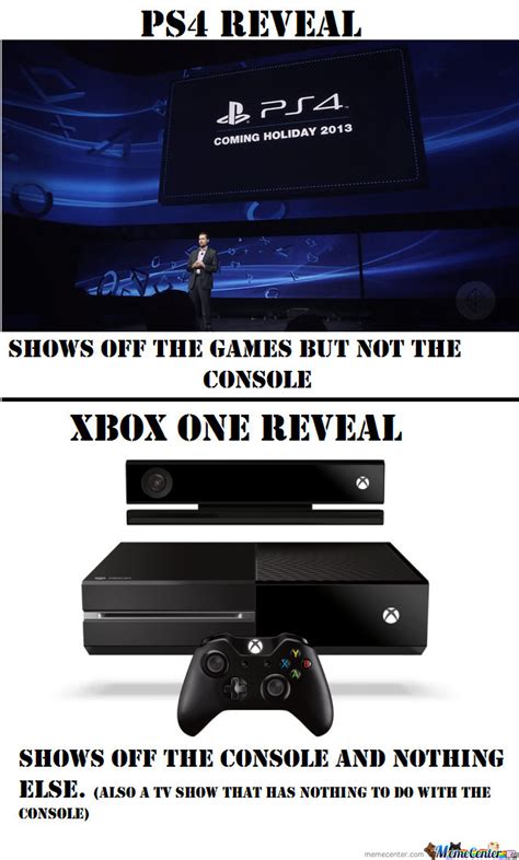 The Difference Between The Ps4 And Xbox One Reveals By Pr0man1 Meme