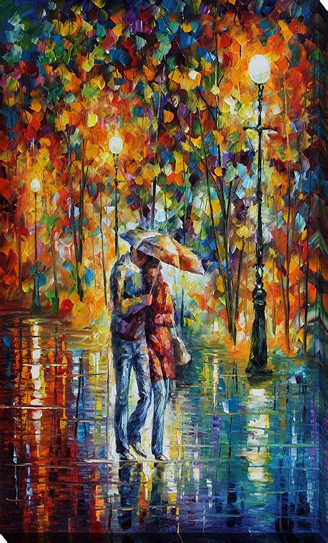 Rainy Evening By Leonid Afremov Painting Print On Wrapped Canvas