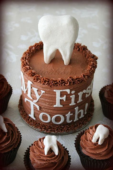 my first tooth cake and cupcakes cake by cupcations cakesdecor