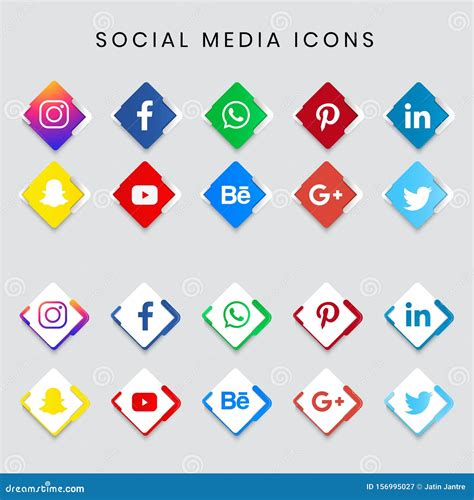 Set Of Most Popular Social Media Icons Editorial Photography