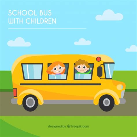 Illustration à propos autobus scolaire d'isolement sur le blanc. Autobus scolaire de dessin animé avec des enfants ...