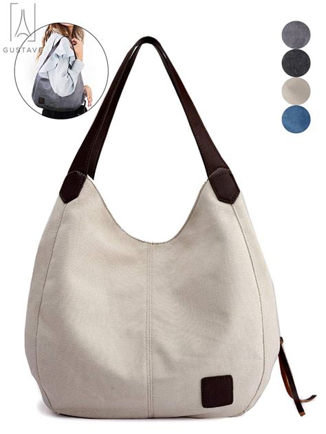 Gustave Women Fashion Multi Pocket Canvas Shoulder Bag Casual Hobo Handbags Totes Satchels