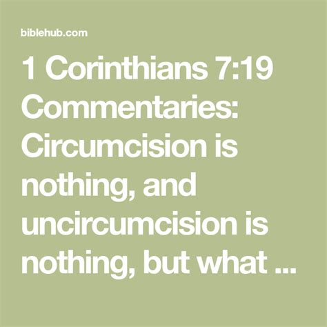 1 Corinthians 719 Commentaries Circumcision Is Nothing And
