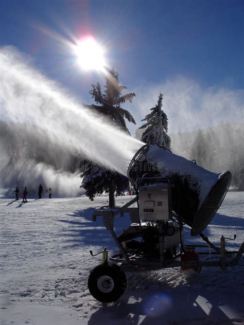 Snowmaking Machine In Action Stock Photo Image Of Mountain