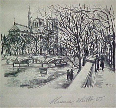 Maurice Utrillo Lithograph Notre Dame De Paris Pencil Signed Lr