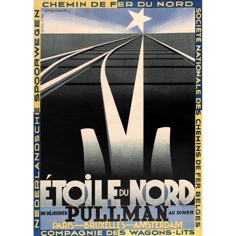 Original Vintage Art Deco Design Etoile Du Nord Pullman French Railway