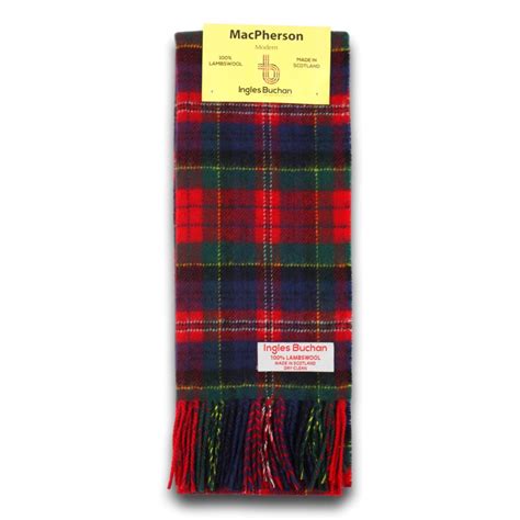 Macpherson Tartan Scarf 100 Wool Scottish Plaid