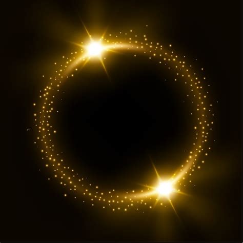 Premium Vector Gold Shining Circle With Light Bursts