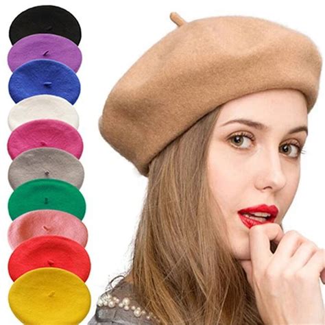 women wool berets french artist style warm winter beanie hat retro solid color berets aliexpress