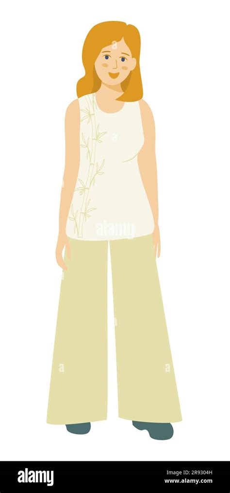 Young Woman Full Height Portrait Design Element Vector Illustration