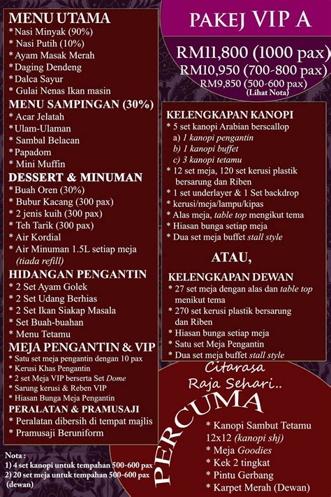 Pakej lengkap catering perkahwinan 2014. Butik Pengantin, Katering, Pakej Perkahwinan, Andaman ...
