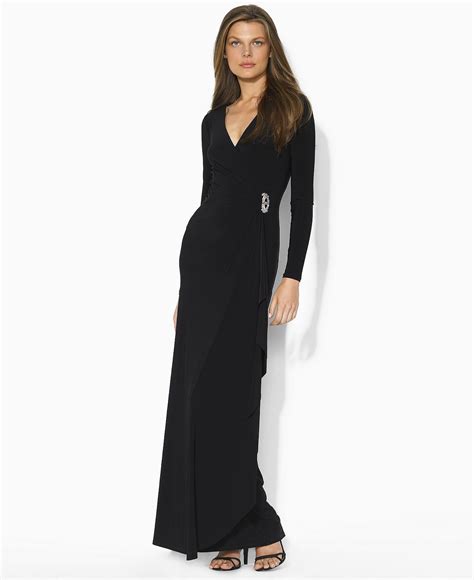 Lauren Ralph Lauren Long Sleeve Embellished Gown Macys Evening