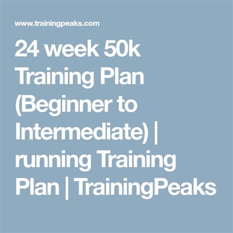 24 Week 50k Training Plan Beginner To Intermediate Training Plan