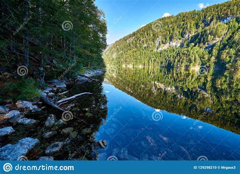 Autumn Landscape With Reflection On Water Forest Mountain And Lake In