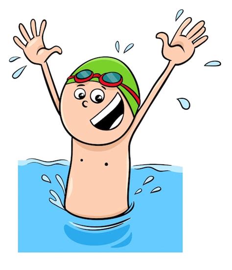 Personaje De Niño De Dibujos Animados Nadando En El Agua Descargar