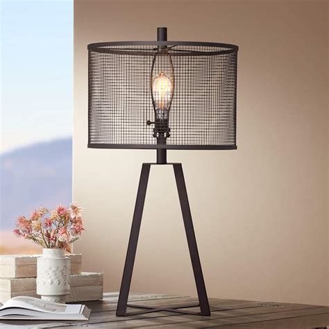 Bridwell Black Iron Cut Out Metal Shade Led Table Lamp 68c98 Lamps