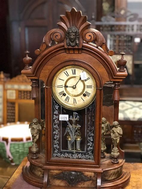 American Walnut Cherub Mantle Clock Clocks Mantle And Shelf Horology Clocks And Watches