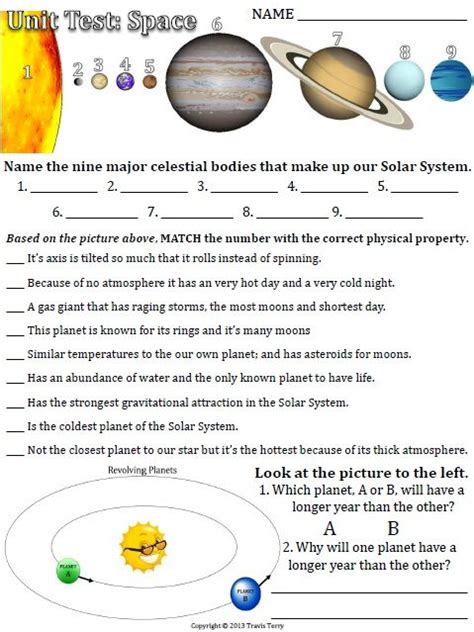 Th Grade Solar System Worksheets
