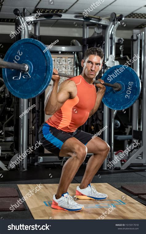 Muscular Men Doing Barbell Squats Gym Stock Photo 1515917018 Shutterstock