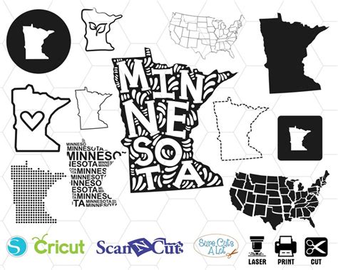 Minnesota State Svg Minnesota Map Svg Silhouette Outline Etsy