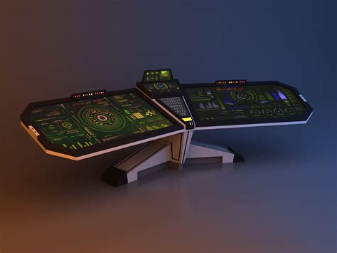 Cyber Futuristic Console Control Desk 3d Model By Malibusan