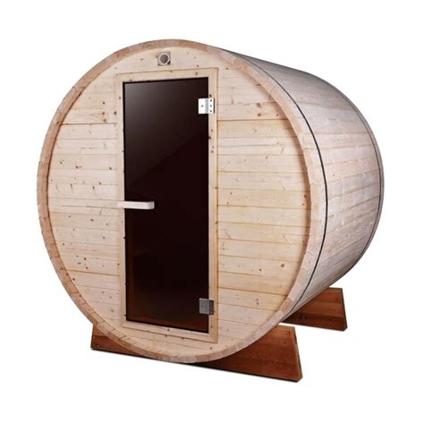 Aleko 4 Person Indoor Outdoor Wood Barrel Personal Sauna L 60 Inch X