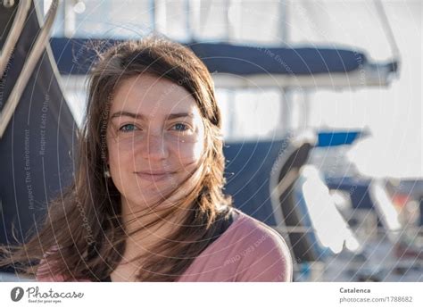 Morning Portrait Of A Young Woman On A Sailing Yacht A Royalty Free