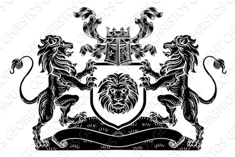 Lion Heraldic Coat Of Arms Shield Crest Emblem Creative Daddy