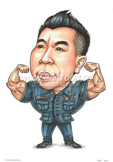 Muscular Policeman Cartoonsg Singapore Caricature Artists For