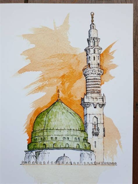 Al Masjid An Nabawi Medina A3 A4 A5 Print Watercolour And Etsy Singapore