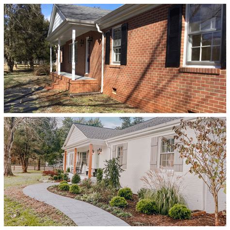 Before And After Painted The Brick White Built New Shutters And Added