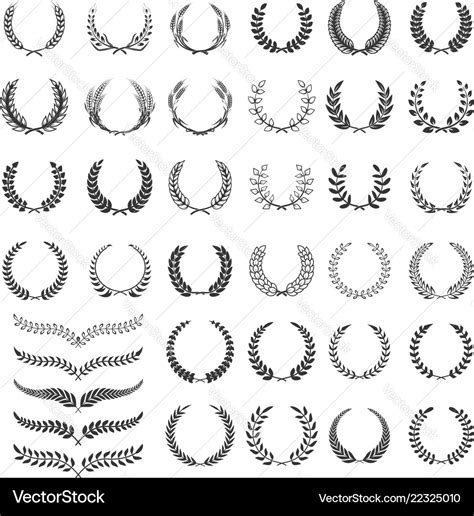 Set Of Laurel Wreath Icons Design Element For Vector Image