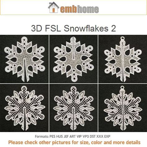 3d Fsl Snowflakes Free Standing Lace Machine Embroidery Etsy