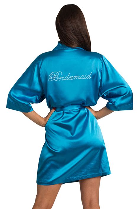 Rhinestone Bridesmaid Satin Robe Available In 25 Robe Colors Satin Bridal Robe Bridesmaid