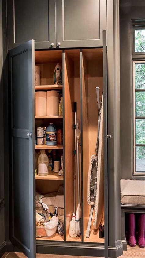 Broom closet organization. Saved from Houzz.com | Laundry room