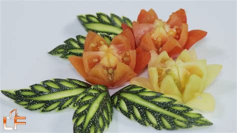 How To Make Tomato Flower Carving Garnish Fruit And Vegetable Carving