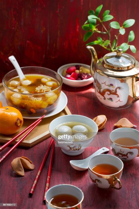 Chinese New Year Traditional Food And Drink High Res Stock Photo
