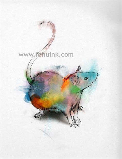 Rat Design Watercolor Ellegottzi Fehuink Rat Tattoo Mouse Tattoos