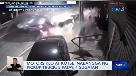 Motorsiklo At Kotse Nabangga Ng Pickup Truck 3 Patay 1 Sugatan