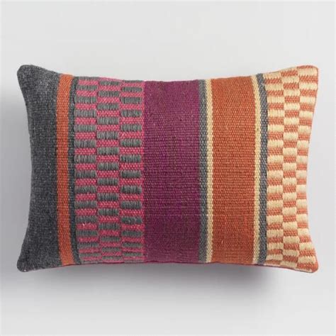 Bold Patterned Indoor Outdoor Lumbar Pillow V1 Hand Woven Pillows