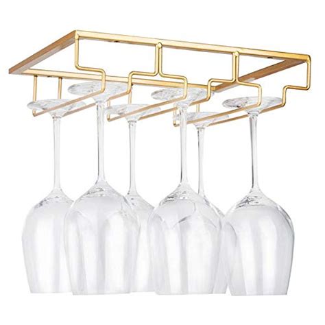 Fomansh Wine Glass Rack Under Cabinet Stemware Wine Glass Holder Glasses Storage Hanger Metal