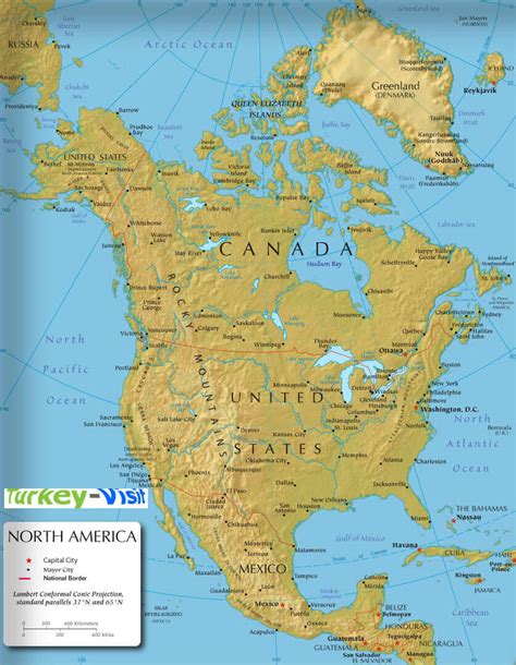 Physical Map Of North America And South America