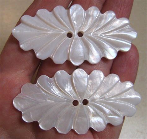 2 New Extra Large Hand Carved Mother Of Pearl Buttons Button Crafts