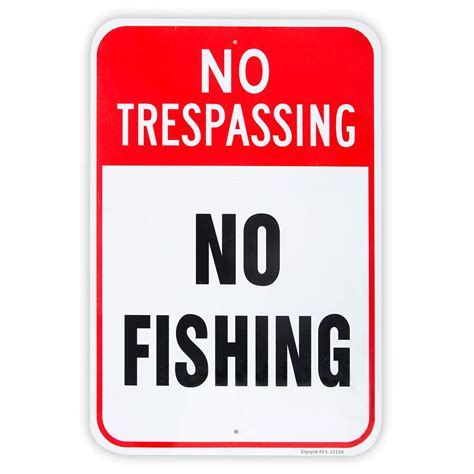 Large No Fishing Sign 18x 12 04 Aluminum Reflective Sign Rust Free