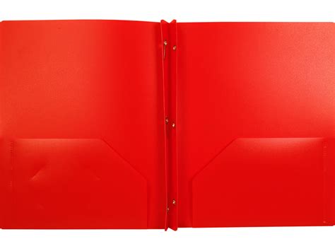 2 Pocket Plastic Folder With Fasteners Red Pocket Folder