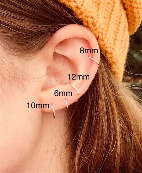 Small Endless Hoop Earring Top Ear Lobe Cartilage Piercing Etsy Canada