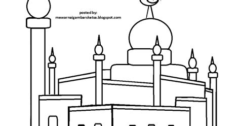 Kumpulan Mewarnai Gambar Sketsa Masjid Hitam Putih Desain Interior
