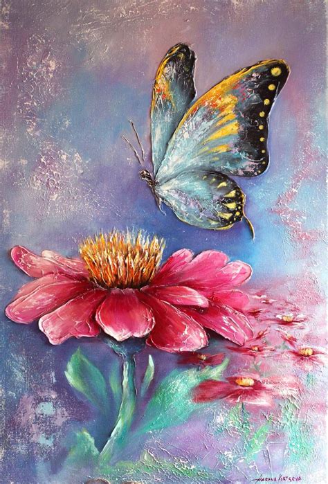 Texture Flowers And Butterfly Art Painting By Marina Carteva Saatchi Art