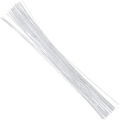 Ccinee 26 Gauge White Floral Wires 16 Inch Stem Wires For