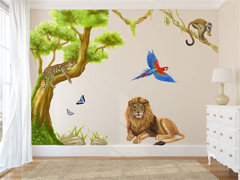 Jungle Wall Decals With Large Tree Wall Stickers